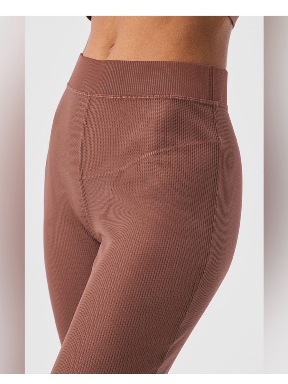 ALO Yoga Striped Mesh Tropical Nights Tank & Flare Pant in chestnut - Picture 3 of 10